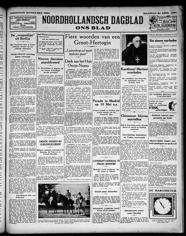 Noord-Hollandsch Dagblad : ons blad 1939-04-24