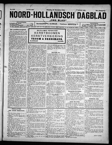 Noord-Hollandsch Dagblad : ons blad 1924-12-16