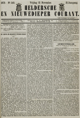 Heldersche en Nieuwedieper Courant 1873-11-21