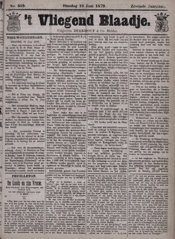 Vliegend blaadje : nieuws- en advertentiebode voor Den Helder 1879-06-10