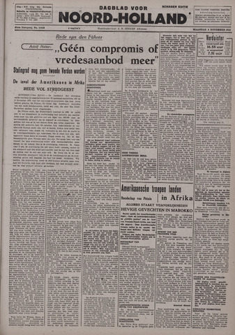 Dagblad Noord-Holland, Schager editie 1942-11-09