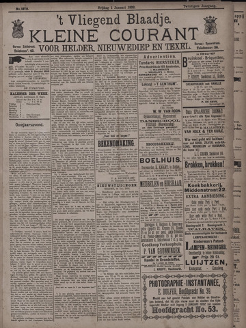 Vliegend blaadje : nieuws- en advertentiebode voor Den Helder 1892