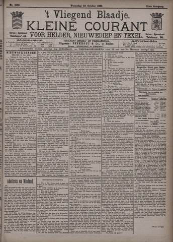 Vliegend blaadje : nieuws- en advertentiebode voor Den Helder 1893-10-25