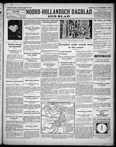 Noord-Hollandsch Dagblad : ons blad 1937-11-09