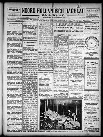 Noord-Hollandsch Dagblad : ons blad 1929-11-20