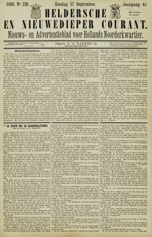Heldersche en Nieuwedieper Courant 1885-09-27