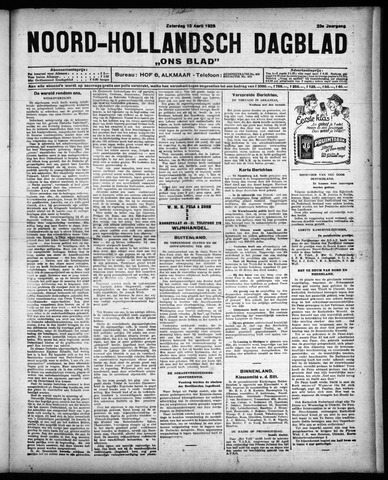 Noord-Hollandsch Dagblad : ons blad 1929-04-13