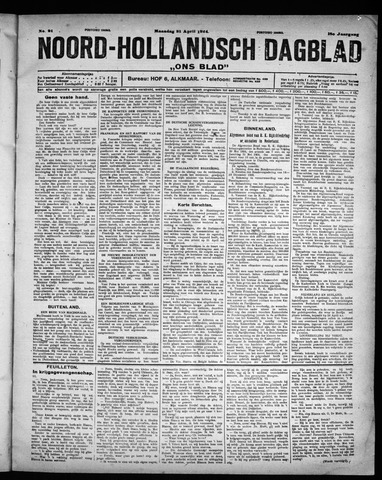 Noord-Hollandsch Dagblad : ons blad 1924-04-21
