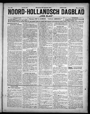 Noord-Hollandsch Dagblad : ons blad 1924-08-20