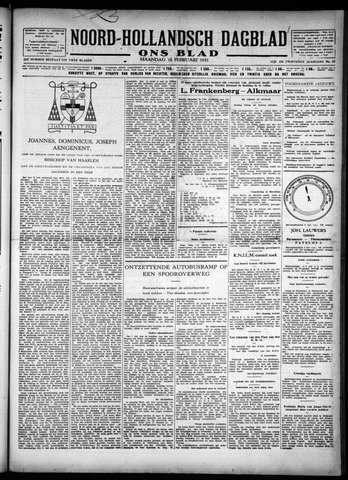 Noord-Hollandsch Dagblad : ons blad 1931-02-16