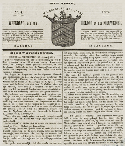 Weekblad van Den Helder en het Nieuwediep 1852-01-19
