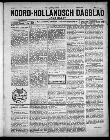 Noord-Hollandsch Dagblad : ons blad 1926-04-16