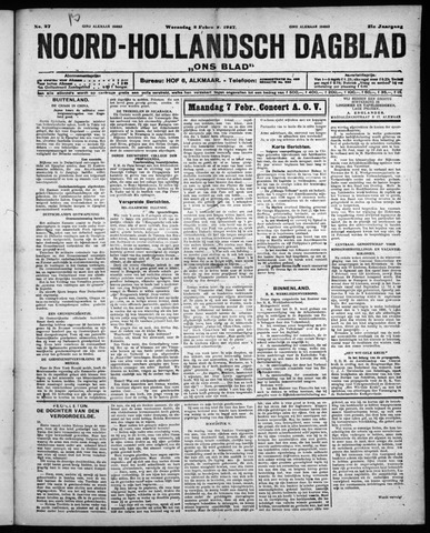 Noord-Hollandsch Dagblad : ons blad 1927-02-02