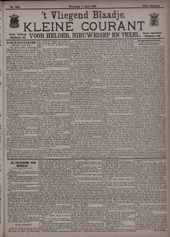 Vliegend blaadje : nieuws- en advertentiebode voor Den Helder 1893-04-05