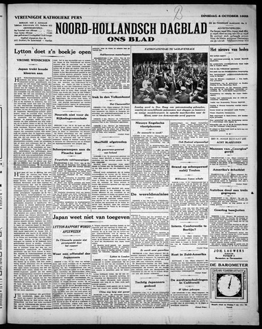 Noord-Hollandsch Dagblad : ons blad 1932-10-04