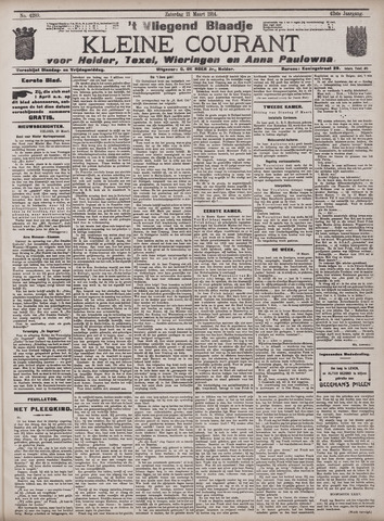 Vliegend blaadje : nieuws- en advertentiebode voor Den Helder 1914-03-21