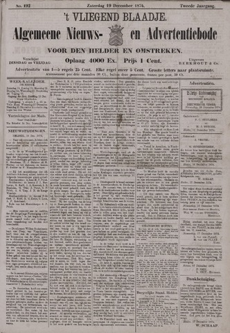 Vliegend blaadje : nieuws- en advertentiebode voor Den Helder 1874-12-19