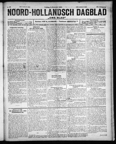 Noord-Hollandsch Dagblad : ons blad 1927-02-11