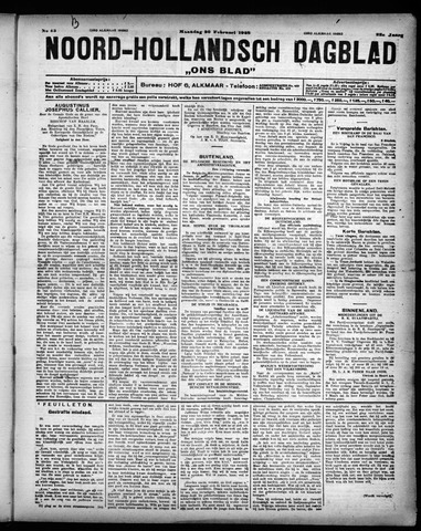Noord-Hollandsch Dagblad : ons blad 1928-02-20