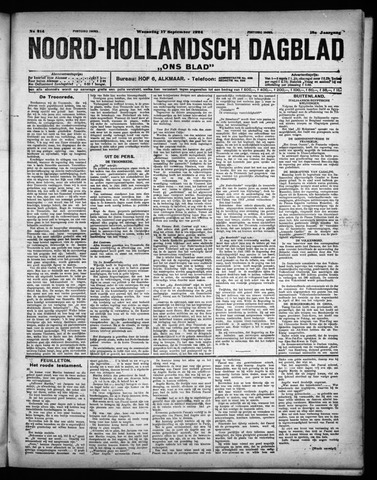 Noord-Hollandsch Dagblad : ons blad 1924-09-17