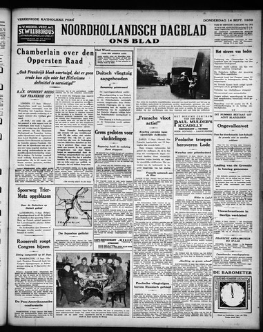 Noord-Hollandsch Dagblad : ons blad 1939-09-14