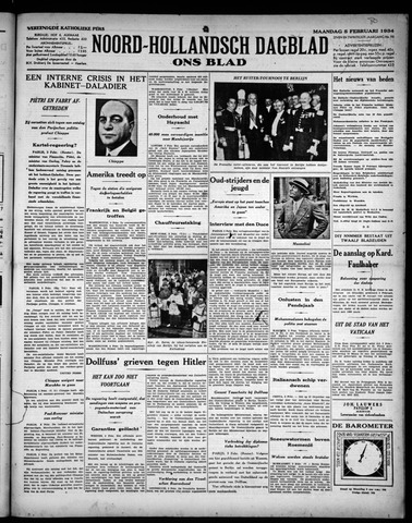 Noord-Hollandsch Dagblad : ons blad 1934-02-05
