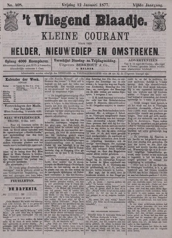 Vliegend blaadje : nieuws- en advertentiebode voor Den Helder 1877-01-12