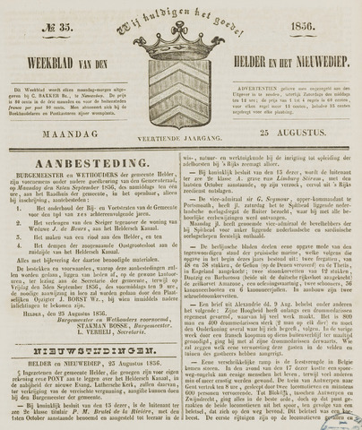 Weekblad van Den Helder en het Nieuwediep 1856-08-25