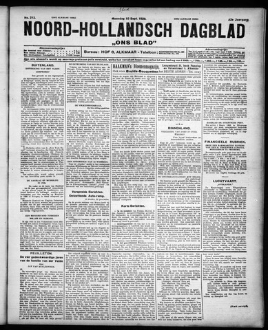 Noord-Hollandsch Dagblad : ons blad 1928-09-10