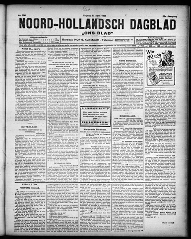 Noord-Hollandsch Dagblad : ons blad 1928-04-27