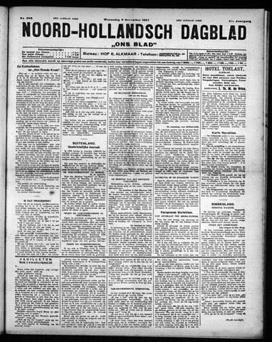 Noord-Hollandsch Dagblad : ons blad 1927-11-09