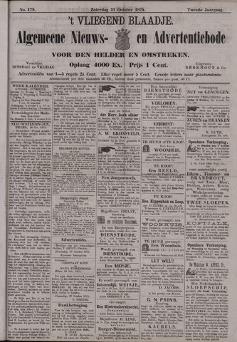 Vliegend blaadje : nieuws- en advertentiebode voor Den Helder 1874-10-31