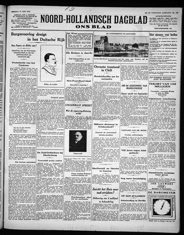 Noord-Hollandsch Dagblad : ons blad 1932-06-14
