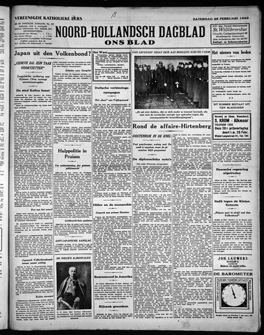 Noord-Hollandsch Dagblad : ons blad 1933-02-25