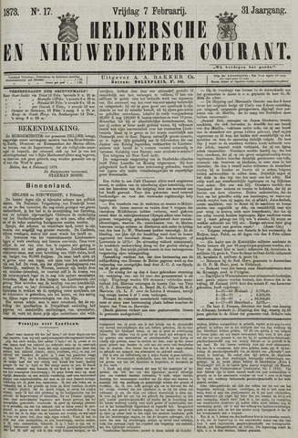 Heldersche en Nieuwedieper Courant 1873-02-07