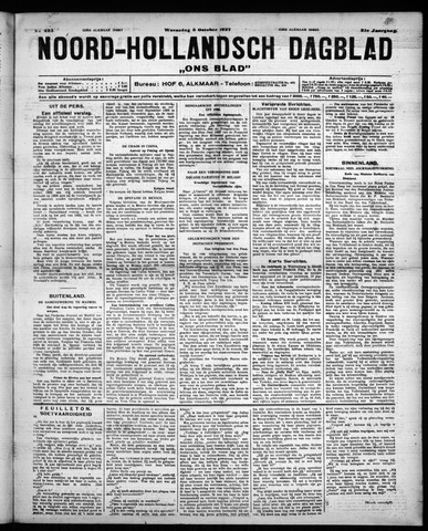 Noord-Hollandsch Dagblad : ons blad 1927-10-05