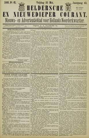 Heldersche en Nieuwedieper Courant 1885-05-22