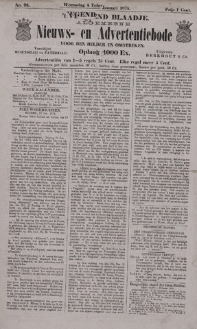 Vliegend blaadje : nieuws- en advertentiebode voor Den Helder 1874-01-24