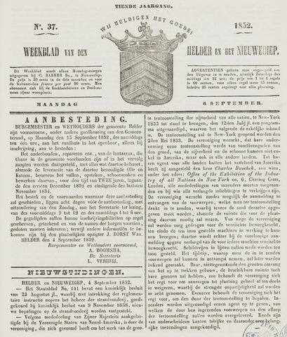 Weekblad van Den Helder en het Nieuwediep 1852-09-06