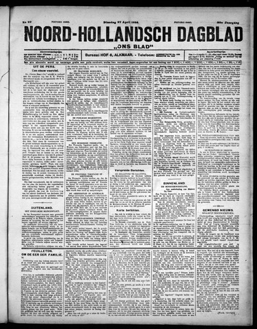 Noord-Hollandsch Dagblad : ons blad 1926-04-27
