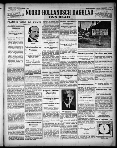 Noord-Hollandsch Dagblad : ons blad 1934-11-14