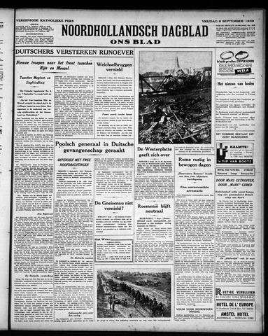 Noord-Hollandsch Dagblad : ons blad 1939-09-08
