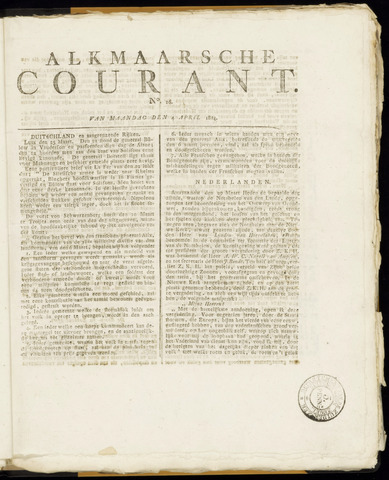 Alkmaarsche Courant 1814-04-04