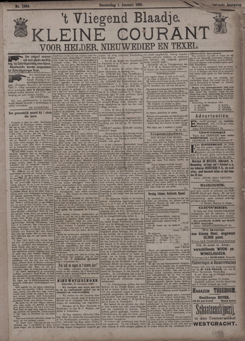 Vliegend blaadje : nieuws- en advertentiebode voor Den Helder 1891