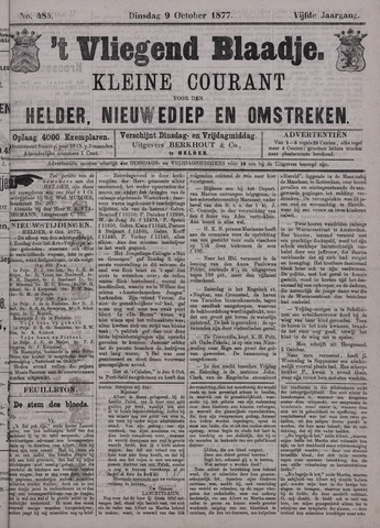 Vliegend blaadje : nieuws- en advertentiebode voor Den Helder 1877-10-09