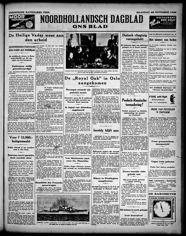 Noord-Hollandsch Dagblad : ons blad 1938-11-28