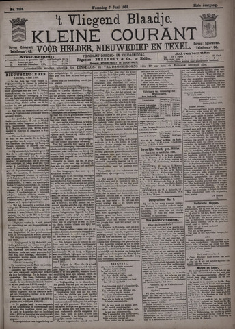 Vliegend blaadje : nieuws- en advertentiebode voor Den Helder 1893-06-07