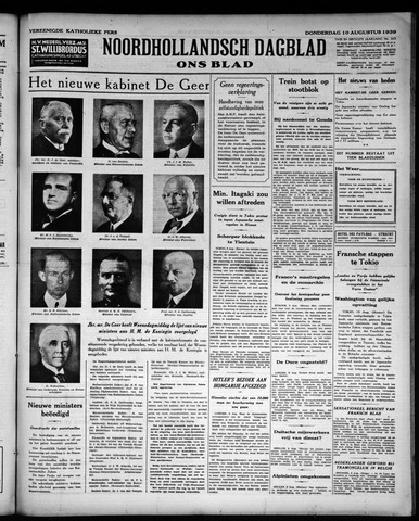 Noord-Hollandsch Dagblad : ons blad 1939-08-10