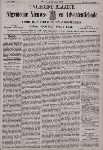 Vliegend blaadje : nieuws- en advertentiebode voor Den Helder 1875-06-16