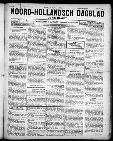 Noord-Hollandsch Dagblad : ons blad 1927-09-27